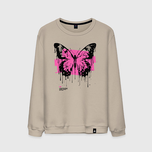 Мужской свитшот Emo butterfly / Миндальный – фото 1