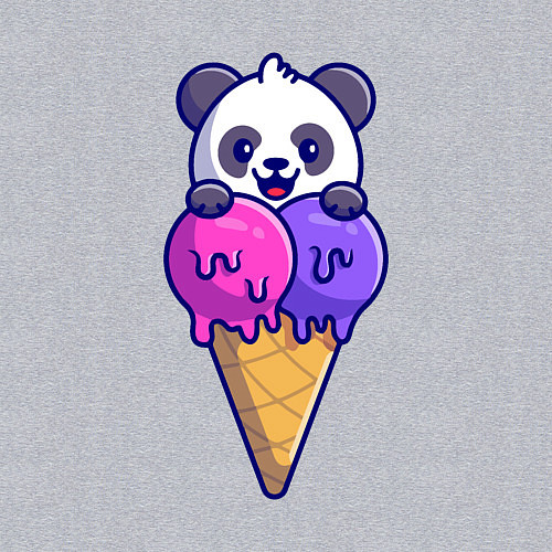 Мужской свитшот Panda ice cream / Меланж – фото 3