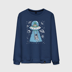 Свитшот хлопковый мужской Качели и космос, цвет: тёмно-синий