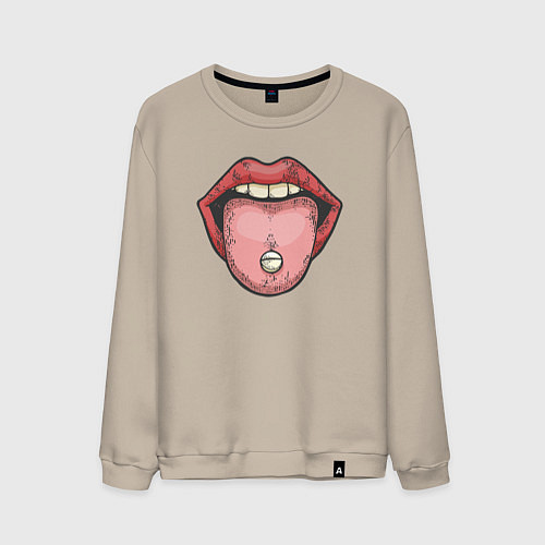 Мужской свитшот Lips pill / Миндальный – фото 1