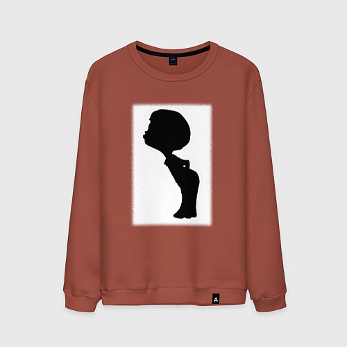 Мужской свитшот Силуэт поцелуй он - для пары / Кирпичный – фото 1