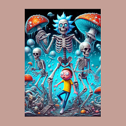 Свитшот хлопковый мужской Skeleton Rick and Morty - ai art fantasy, цвет: пыльно-розовый — фото 2