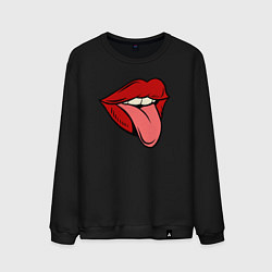 Свитшот хлопковый мужской Girl lips, цвет: черный
