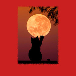 Свитшот хлопковый мужской Кот трогает луну, цвет: красный — фото 2