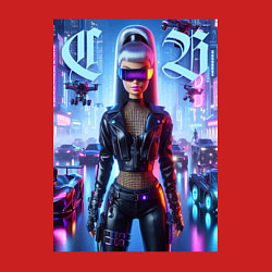 Свитшот хлопковый мужской Cyber girl Barbie - neon glow, цвет: красный — фото 2