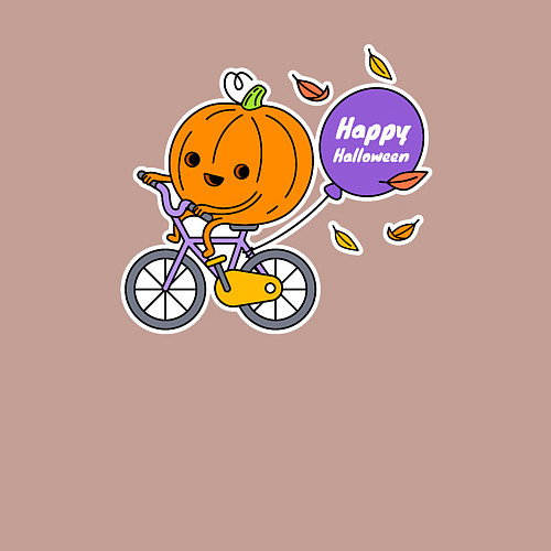 Мужской свитшот Тыква на велике / Пыльно-розовый – фото 3