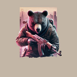 Свитшот хлопковый мужской Крутой медведь - спецназ, цвет: миндальный — фото 2