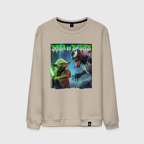 Мужской свитшот Yoda vs Venom - neon glow / Миндальный – фото 1