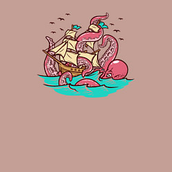 Свитшот хлопковый мужской Парусник и осьминог, цвет: пыльно-розовый — фото 2