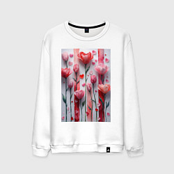 Мужской свитшот Композиция из цветов и сердечек