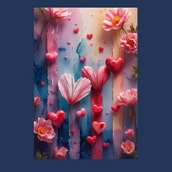 Свитшот хлопковый мужской Композиция из цветов и сердечек, цвет: тёмно-синий — фото 2