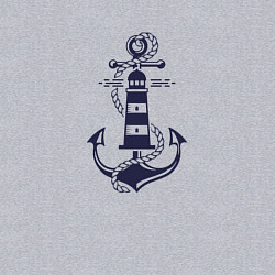 Свитшот хлопковый мужской Морская эмблема - якорь и маяк, цвет: меланж — фото 2