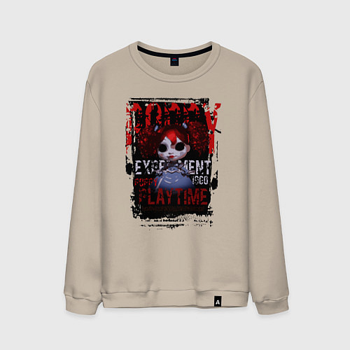 Мужской свитшот Кукла Поппи из Poppy Playtime / Миндальный – фото 1