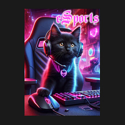 Свитшот хлопковый мужской Чёрный котёнок - киберспорт, цвет: черный — фото 2