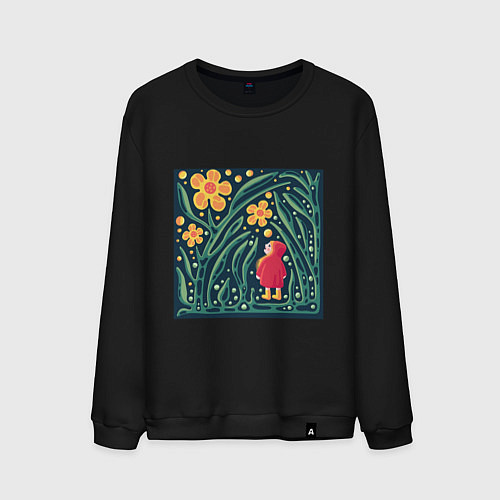 Мужской свитшот Девочка в волшебном саду / Черный – фото 1