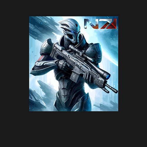 Мужской свитшот Mass Effect - N7 ai art / Черный – фото 3