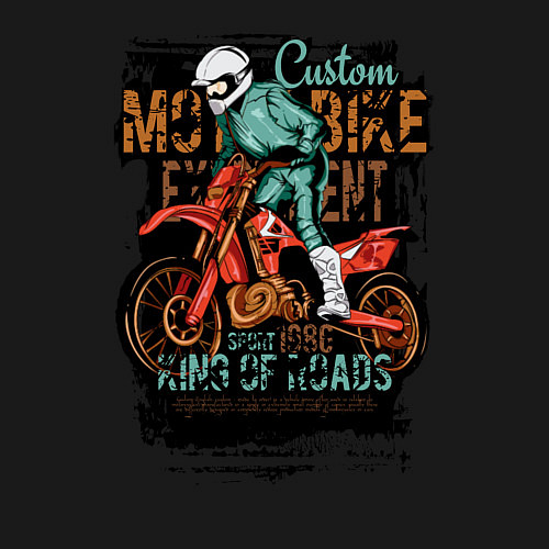 Мужской свитшот Кроссовый мотоцикл / Черный – фото 3