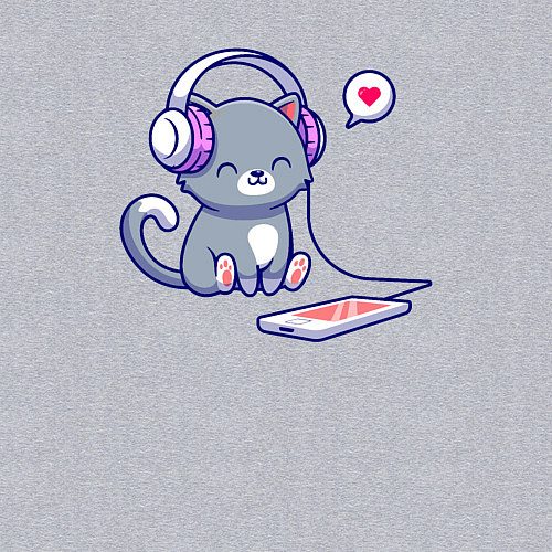 Мужской свитшот Котёнок меломан / Меланж – фото 3