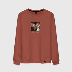 Свитшот хлопковый мужской Сова с пистолетом, цвет: кирпичный