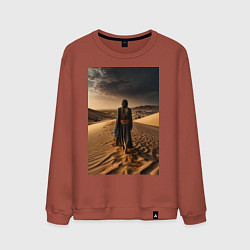 Свитшот хлопковый мужской В пустыне вечером, цвет: кирпичный