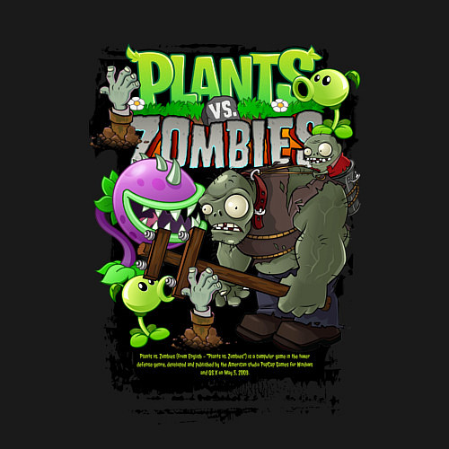 Мужской свитшот Растения против зомби с персонажами / Черный – фото 3