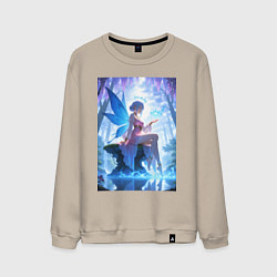 Мужской свитшот Прекрасная фея посреди лесного пруда