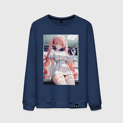 Мужской свитшот Медсестричка сделает тебе укол любви / Тёмно-синий – фото 1