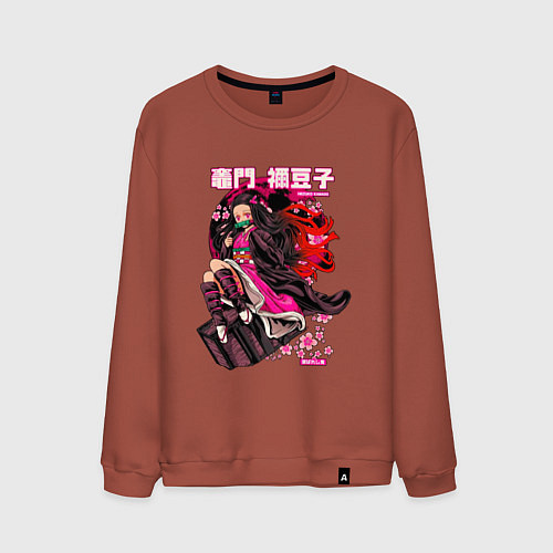Мужской свитшот Клинок рассекающий демонов Незуко луна / Кирпичный – фото 1