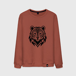 Мужской свитшот Голова медведя с этническим орнаментом