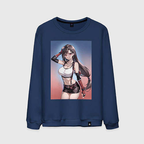 Мужской свитшот Тифа Локхарт из Final Fantasy VII / Тёмно-синий – фото 1
