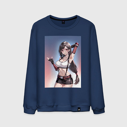 Мужской свитшот Тифа Локхарт из Final Fantasy VII / Тёмно-синий – фото 1