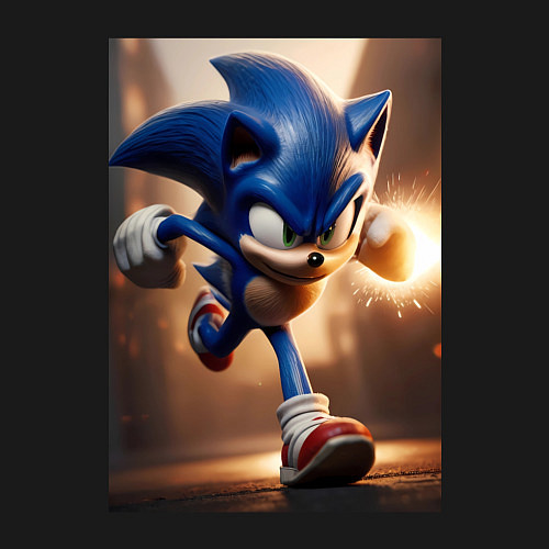 Мужской свитшот Бегущий Соник / Черный – фото 3