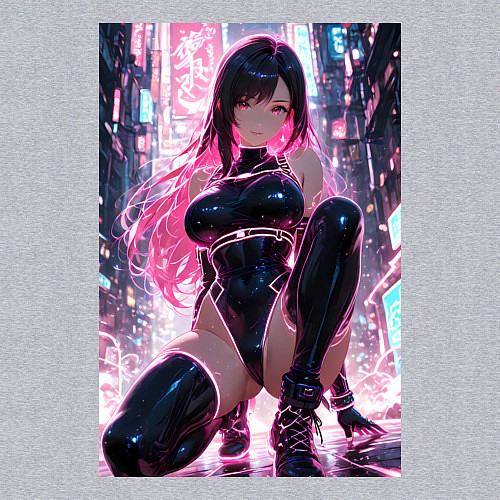 Мужской свитшот Тифа Локхарт из Final Fantasy VII в стиле киберпан / Меланж – фото 3