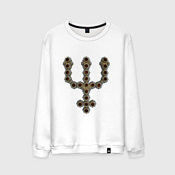 Свитшот хлопковый мужской Astrological symbol planet neptune metal antique, цвет: белый