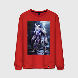 Мужской свитшот Киборг лиса с неоновой подсветкой