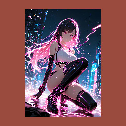 Мужской свитшот Тифа Локхарт из Final Fantasy VII в стиле киберпан / Кирпичный – фото 3