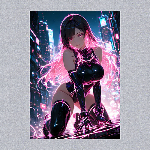 Мужской свитшот Тифа Локхарт из Final Fantasy VII в стиле киберпан / Меланж – фото 3