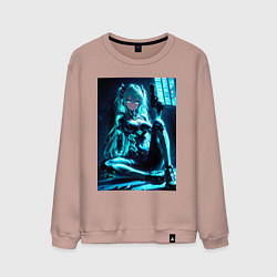 Мужской свитшот Девушка киборг в стиле Cyberpunk