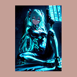 Свитшот хлопковый мужской Девушка киборг в стиле Cyberpunk, цвет: пыльно-розовый — фото 2