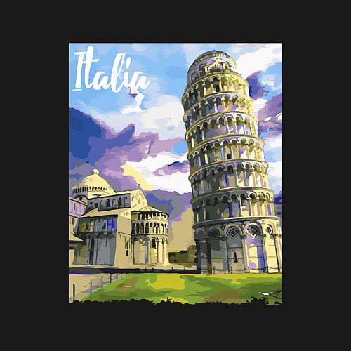 Мужской свитшот Италия Пизанская башня / Черный – фото 3