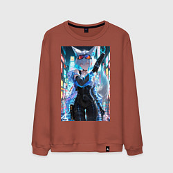 Мужской свитшот Лиса наемник в стиле Cyberpunk