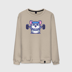 Свитшот хлопковый мужской Мышонок со штангой, цвет: миндальный