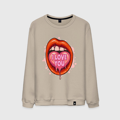 Мужской свитшот I love you / Миндальный – фото 1