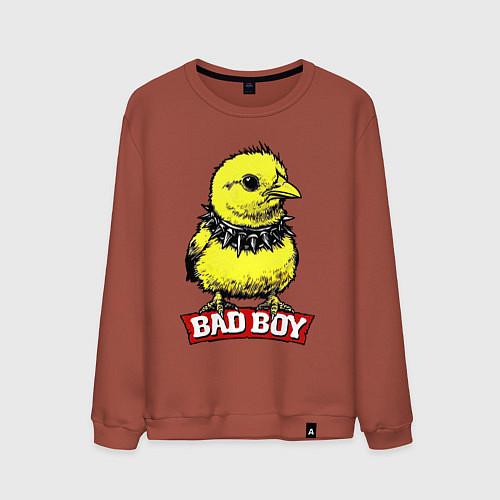 Мужской свитшот Bad boy chicken / Кирпичный – фото 1
