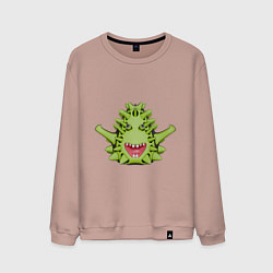 Мужской свитшот Cartoon monster with spikes green