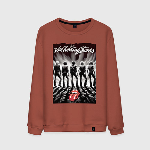 Мужской свитшот Молодые Роллинги со спины - восход солнца / Кирпичный – фото 1