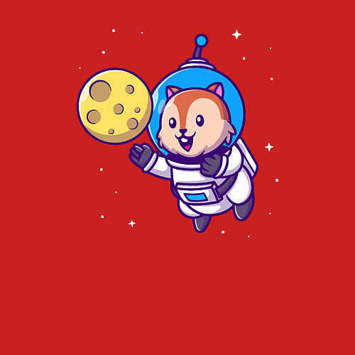 Мужской свитшот Белочка в космосе / Красный – фото 3