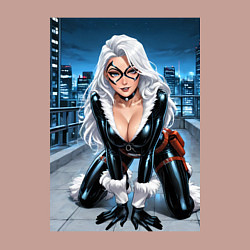 Свитшот хлопковый мужской Черная кошка на крыше небоскреба, цвет: пыльно-розовый — фото 2