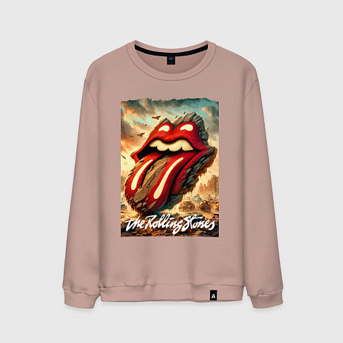 Мужской свитшот Rolling Stones - logo transformation / Пыльно-розовый – фото 1