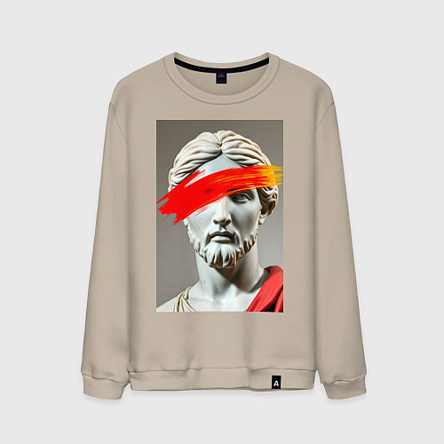 Мужской свитшот Античная статуя с красным штрихом / Миндальный – фото 1
